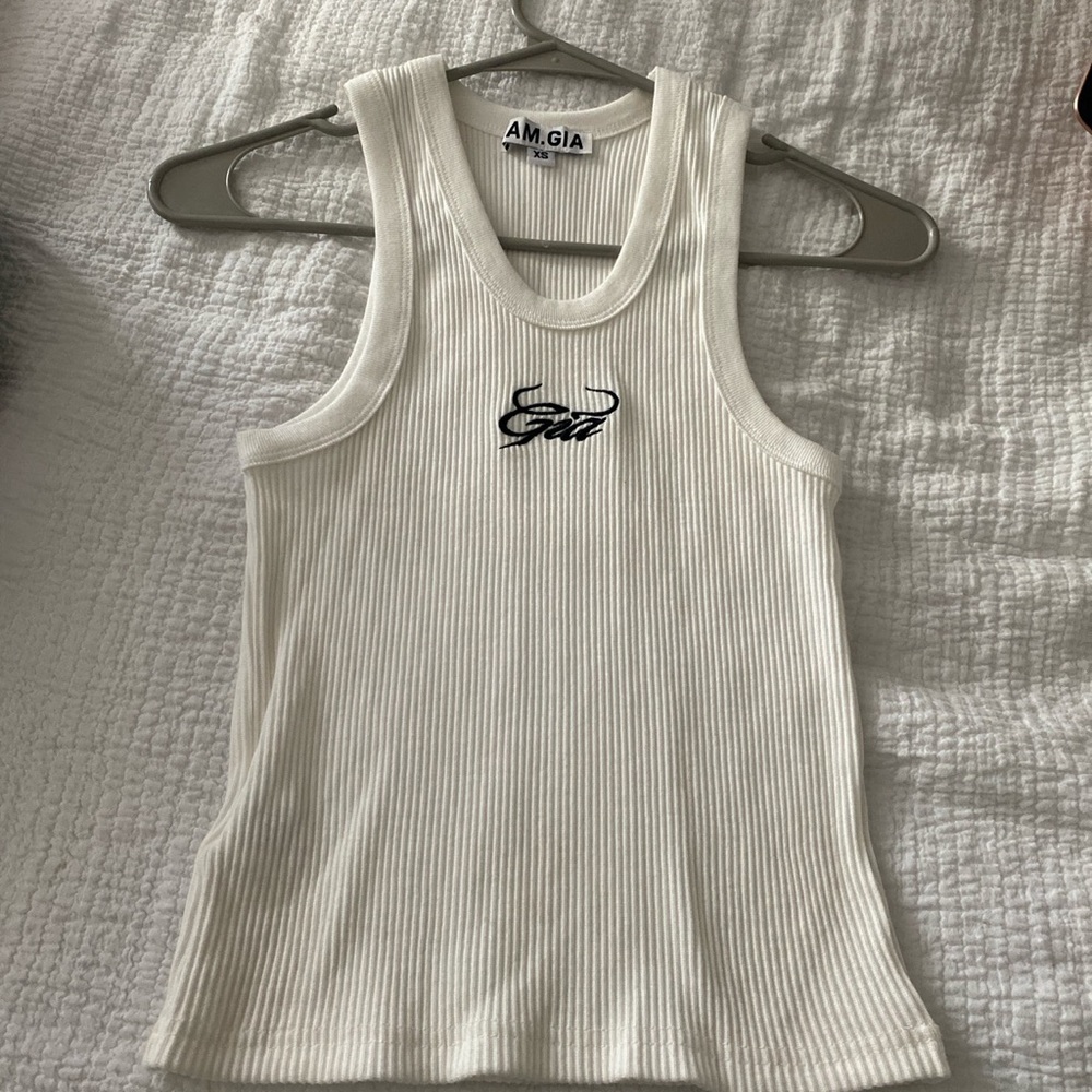 I Am Gia white ribbed tank top